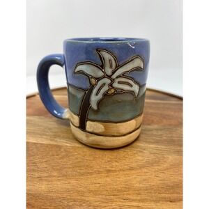 Unique Ceramic Mug Tropical Palm Tree Sunset Sailboat Scene